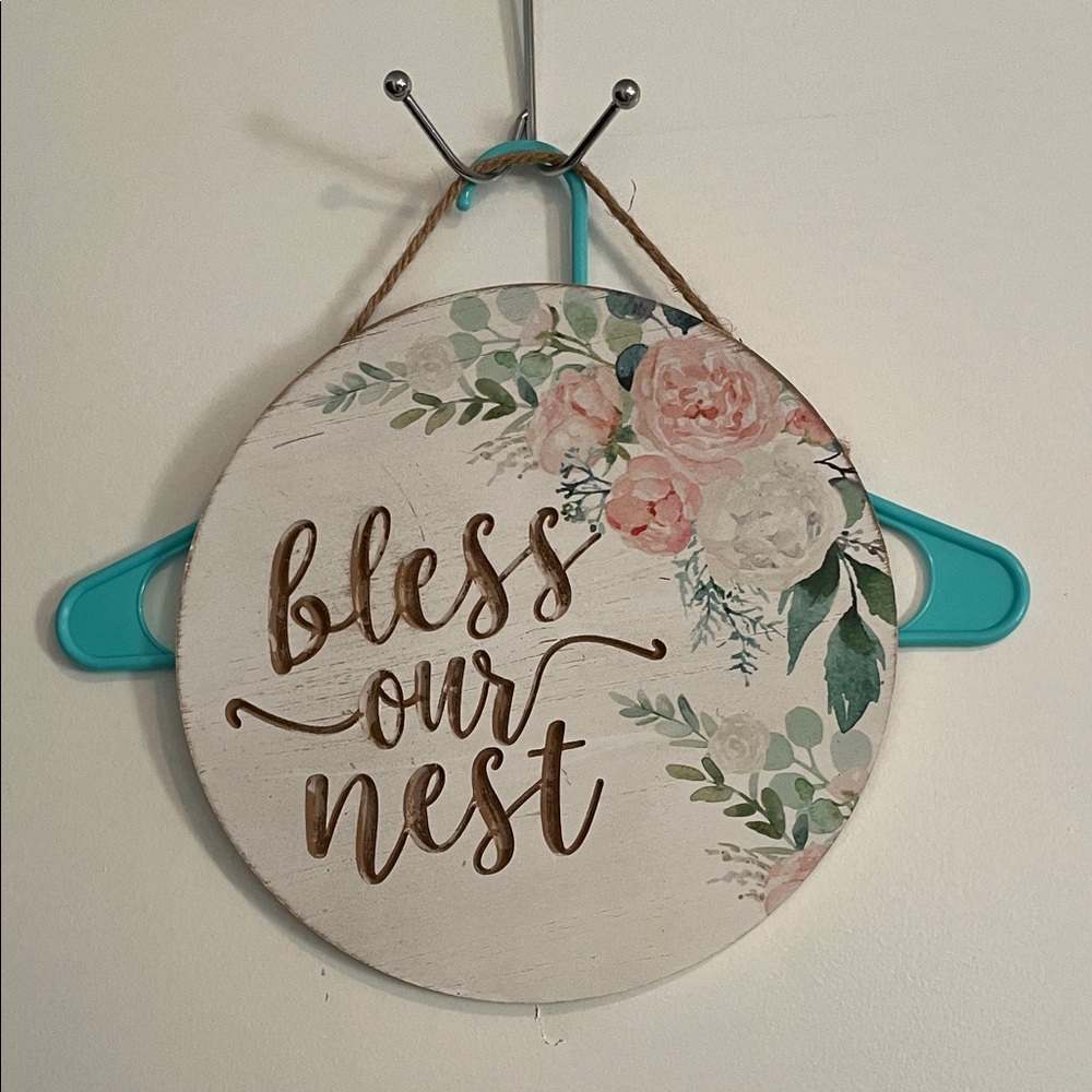 Floral 'Bless Our Nest' Wall Decor
